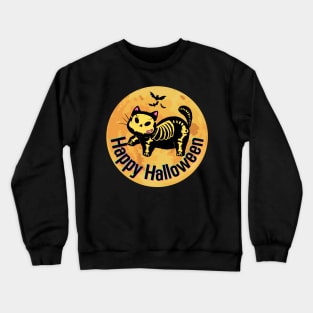 Happy Halloween Cat & Bat Crewneck Sweatshirt